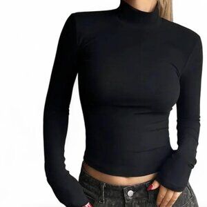 NWOT Forever 21 Black Fitted Turtleneck Top